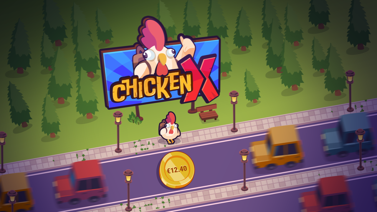 ChickenX gameplay screen from Nirmata Play portfolio